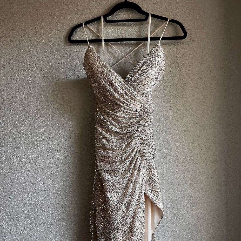 Cinderella Divine Gold Sequin Prom Dress S Small